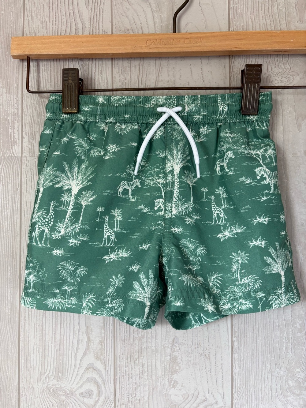 Janie and Jack Green safari Print Swim Shorts